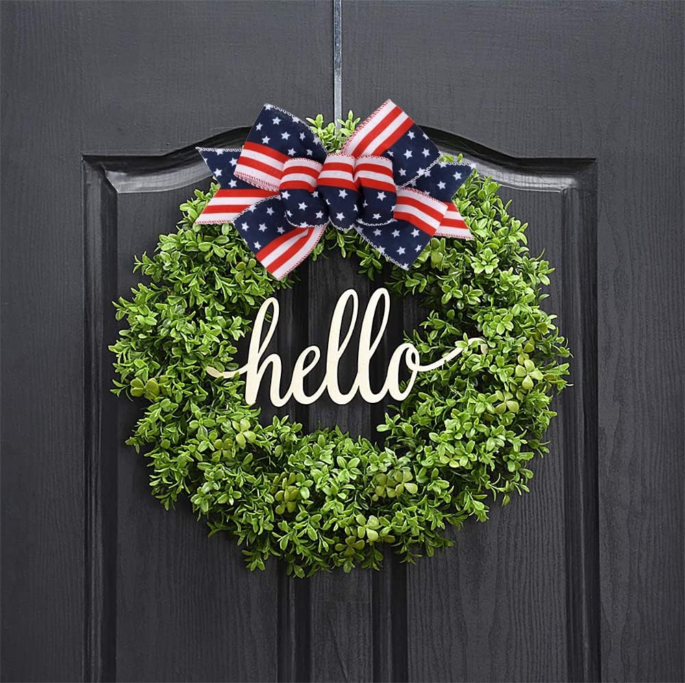 Meseey Christmas Burlap Bow Set - Handmade Decorative Wreath & Tree Ornaments (Large, Patriotic)