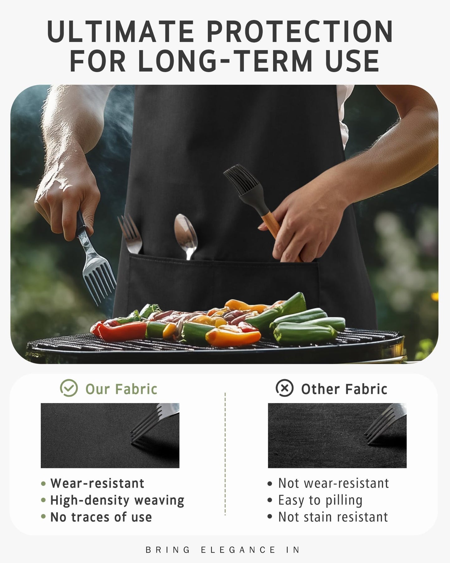 Syntus Chef Apron for Men Women Kitchen Cooking Apron with Pockets, Adjustable Bib Aprons Stain Resistant, 1 Pack Black