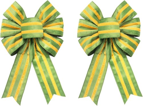 Hying Easter Wreath Bows - 2-Piece Set in Yellow Green Stripes for Farmhouse Decor