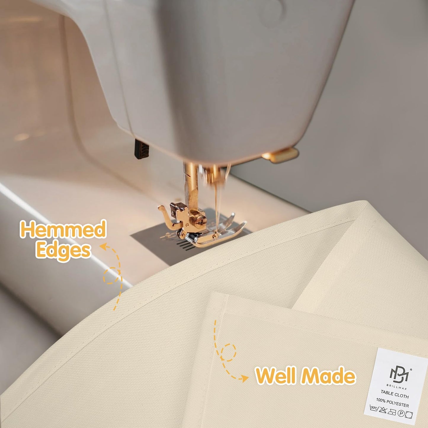 BRILLMAX 6 Pack Beige Tablecloths 90 x 132 Inch for 6ft Rectangle Tables - 150 GSM Polyester Fabric, Floor Length Drop, Water, Stain & Wrinkle Resistant Cloth Cover for Wedding Reception Banquet
