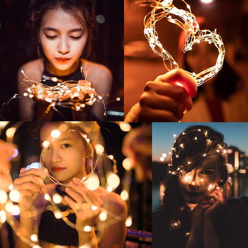 CYLAPEX Pack of 24 Fairy Lights String Battery Operated Fairy Lights, 7ft 20 LEDs Halloween Lights Silver Coated Copper Wire Lights for DIY Decor Christmas Decoration Costume Warm White