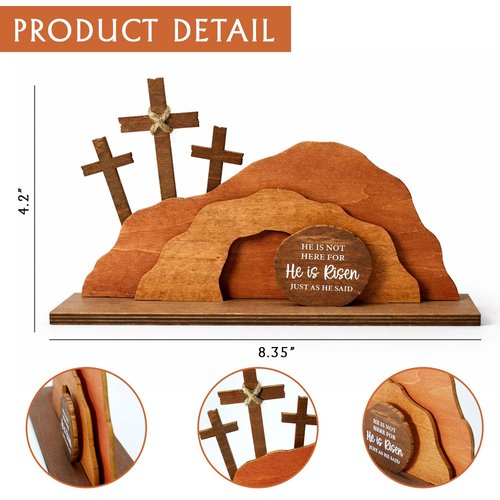 He Is Risen Easter Decorations, Wooden Empty Tomb Resurrection Scene, Christian Easter Decor, He Is Risen Wooden Easter Decor, Easters gifts for Women
