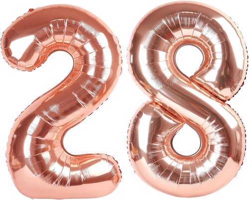 40 Inch Rose Gold Birthday Balloons | 28 Number Balloons for Celebrations & Graduation Decor