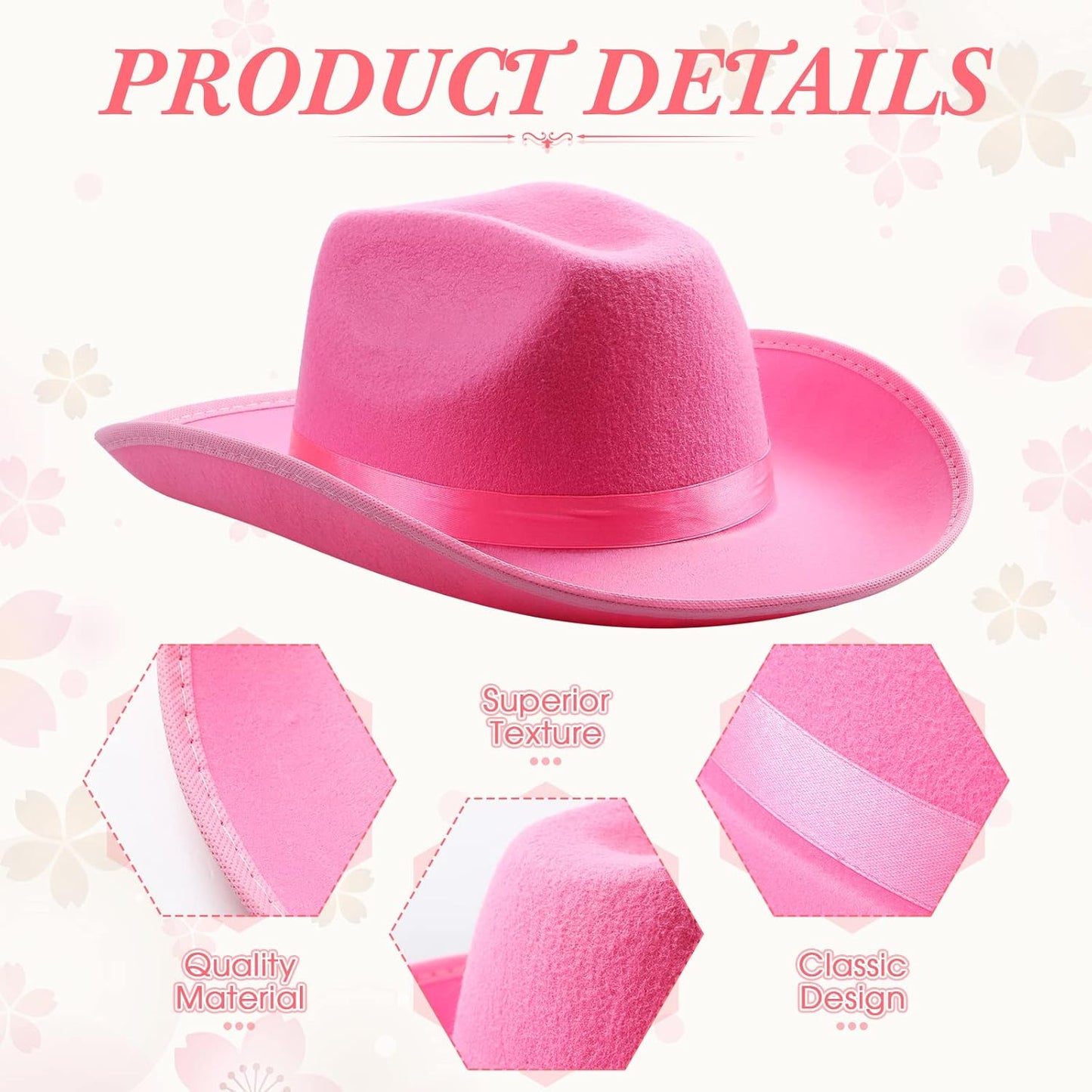 Unittype 12 Pcs Women Cowgirl Cowboy Hats Bachelorette Cowboy Hats for Bridal Shower Wedding Engagement Halloween Cosplay