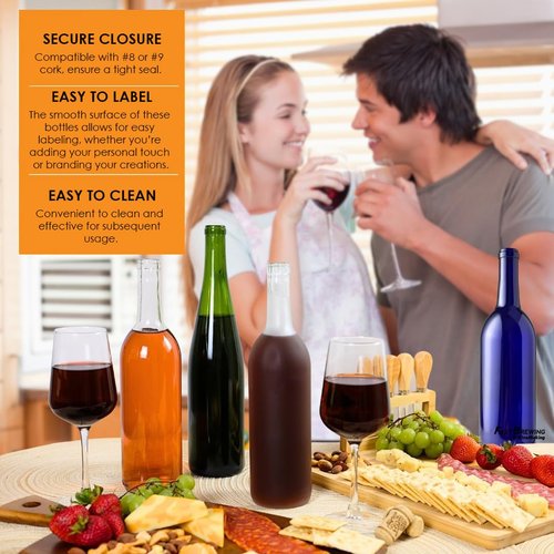 FastRack 750ml Amber Glass Wine Bottles (Pack of 12) | W13 Stretch Hock Empty Bottles for Homemade Wine, Kombucha & Beer – Amber Liquor Bottles for Wine Making & Storage – No Corks Included