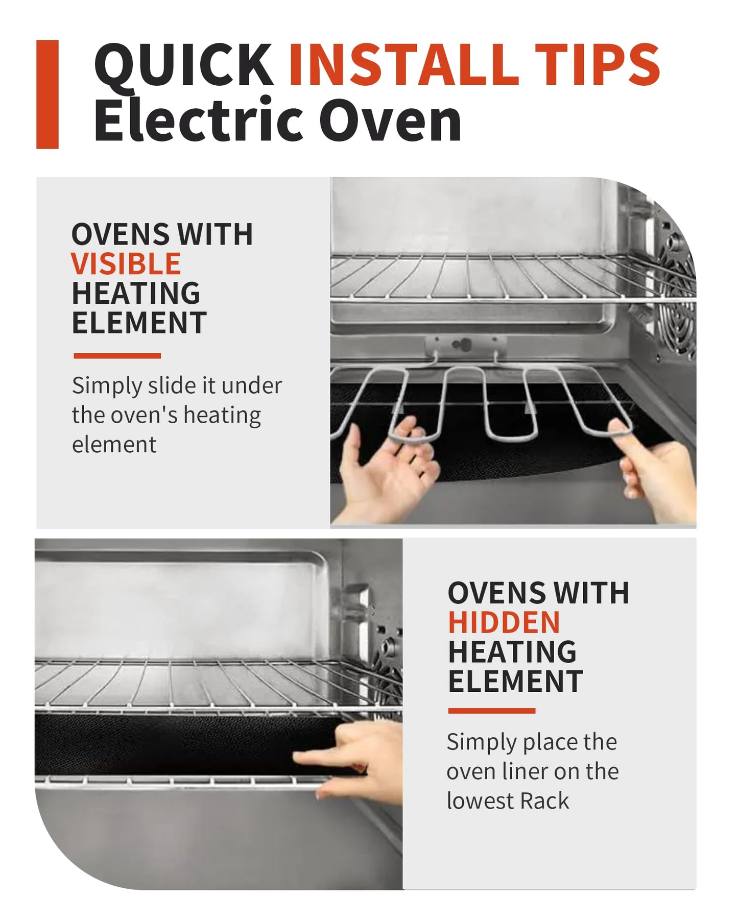 Oven Liners for Bottom of Oven - 4 Pack Large Heavy Duty Oven Mats, 17"x 25" Reusable Matt Liner for Electric, Gas, Toaster Ovens & Grills, BPA & PFOA Free, Kitchen Essentials, Black