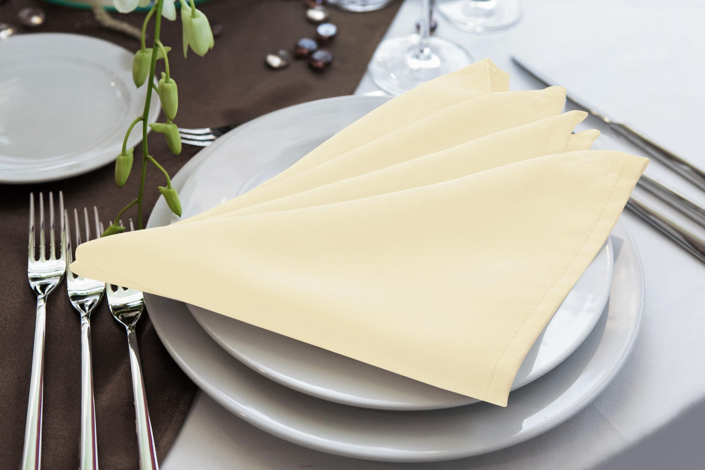 Utopia Home Ivory Cloth Napkins (12 Pack, 17x17 Inches), Ideal Dinner Napkins for Party, Wedding and Lunch/Dinner