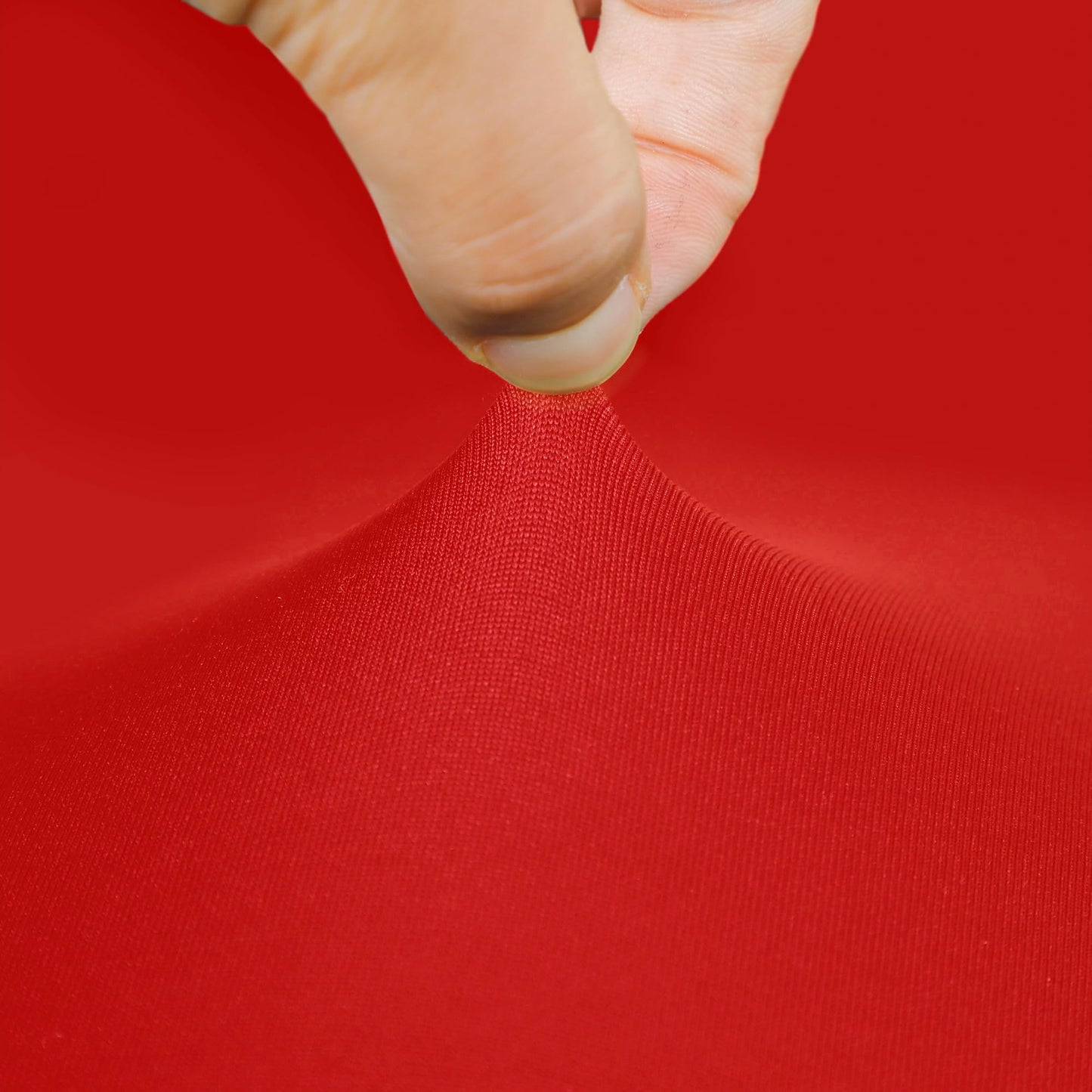 NEWISHER Round Fitted Table Cover Spandex Stretch Tablecloth Red Table Top Cover with Elastic Edged for Dining Picnic Patio 60 inch
