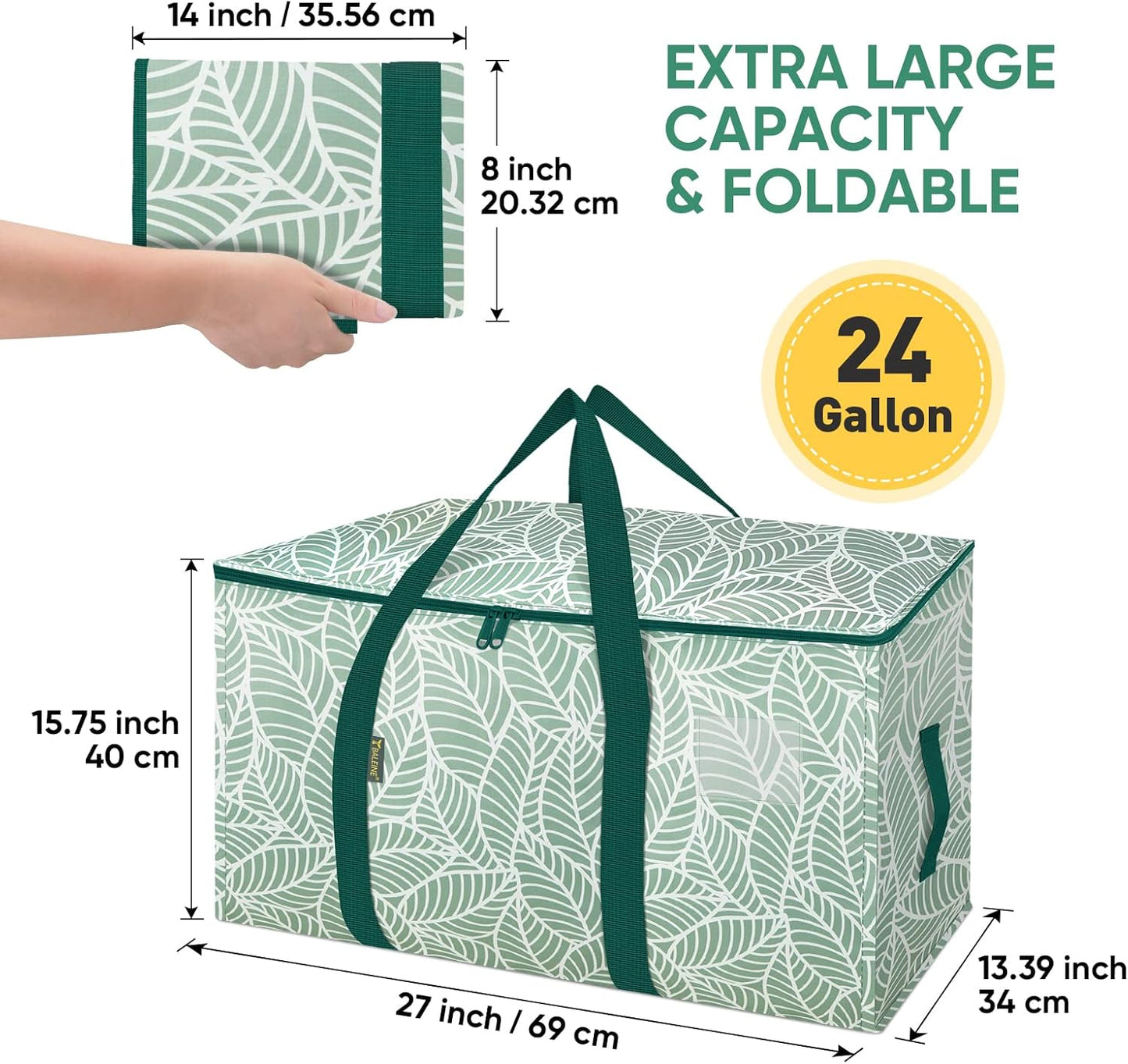 BALEINE Oversized Moving Bags - Heavy-Duty Storage Tote with Reinforced Handles | 2-Pack Antique Foliage