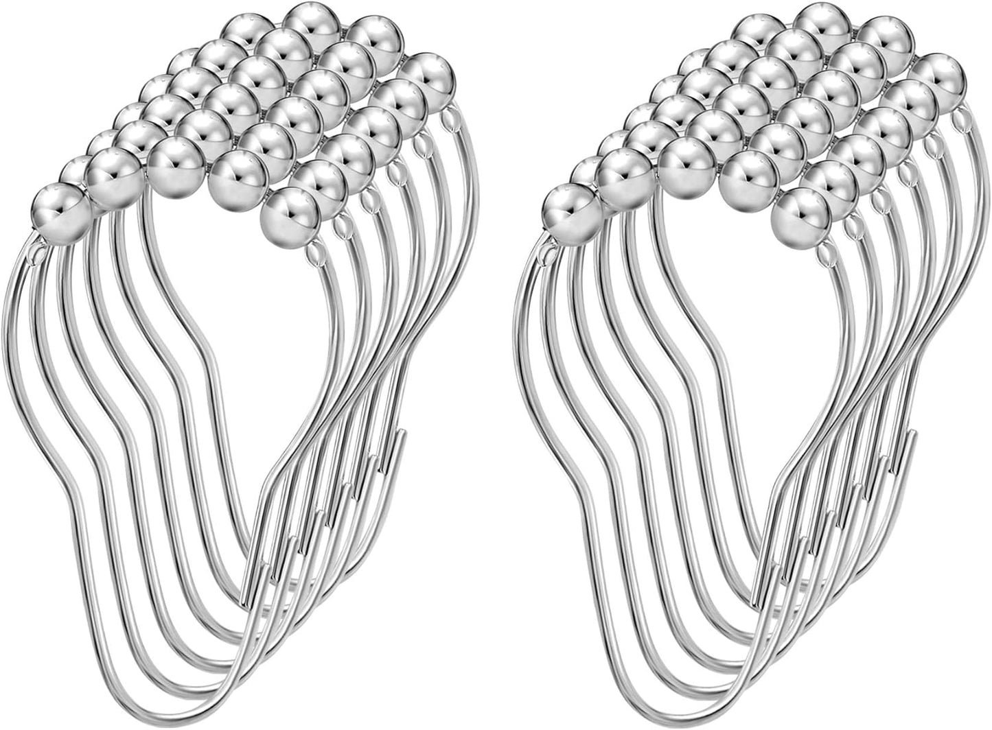 LiBa Shower Curtain Rings - Rustproof Stainless Steel Hooks with Nickel Chrome Finish | Set of 12