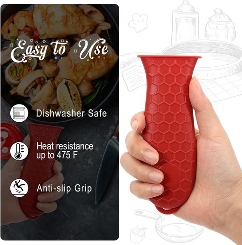Joyhalo Silicone Pot Handle Cover - Heat Resistant 6 Pack | Cast Iron Skillet Grip in Wine Color