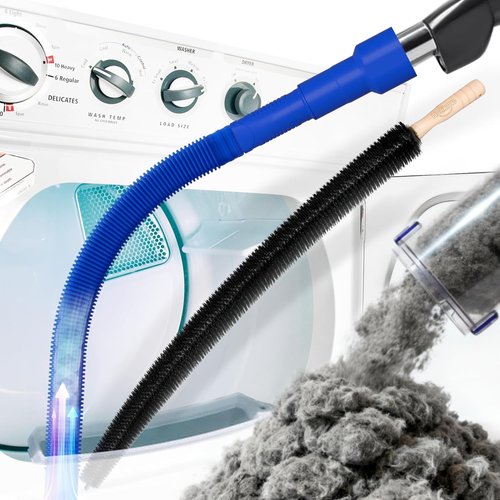 Holikme Dryer Vent Cleaner Kit - 2 Pieces with Vacuum Attachment & Flexible Brush | Dark Blue
