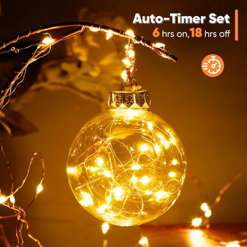 Ariceleo Outdoor String Lights - 16.4 Ft Battery Operated LED Fairy Lights with Remote & Timer | Waterproof Warm White for Weddings, Parties, & Home Decor