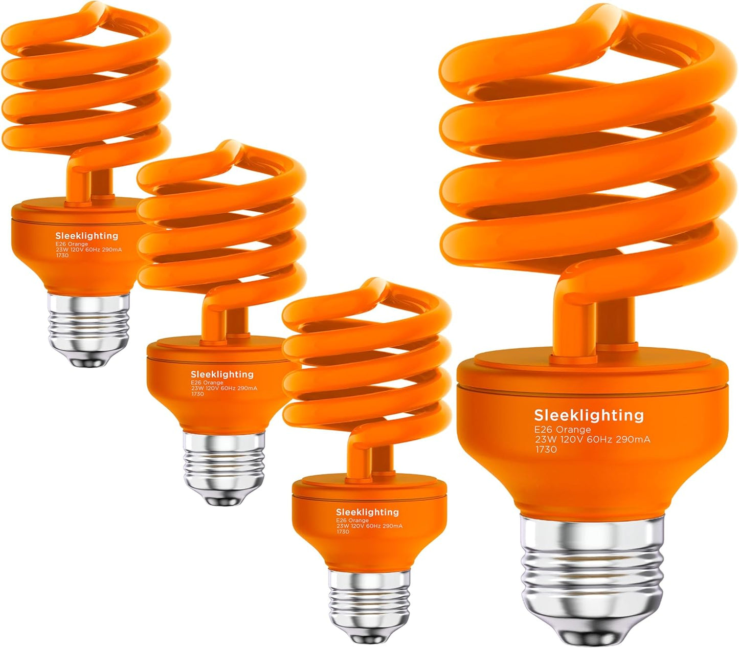 23W T2 Orange Spiral CFL Light Bulbs - Energy Saver, E26 Base, UL Approved (4-Pack)