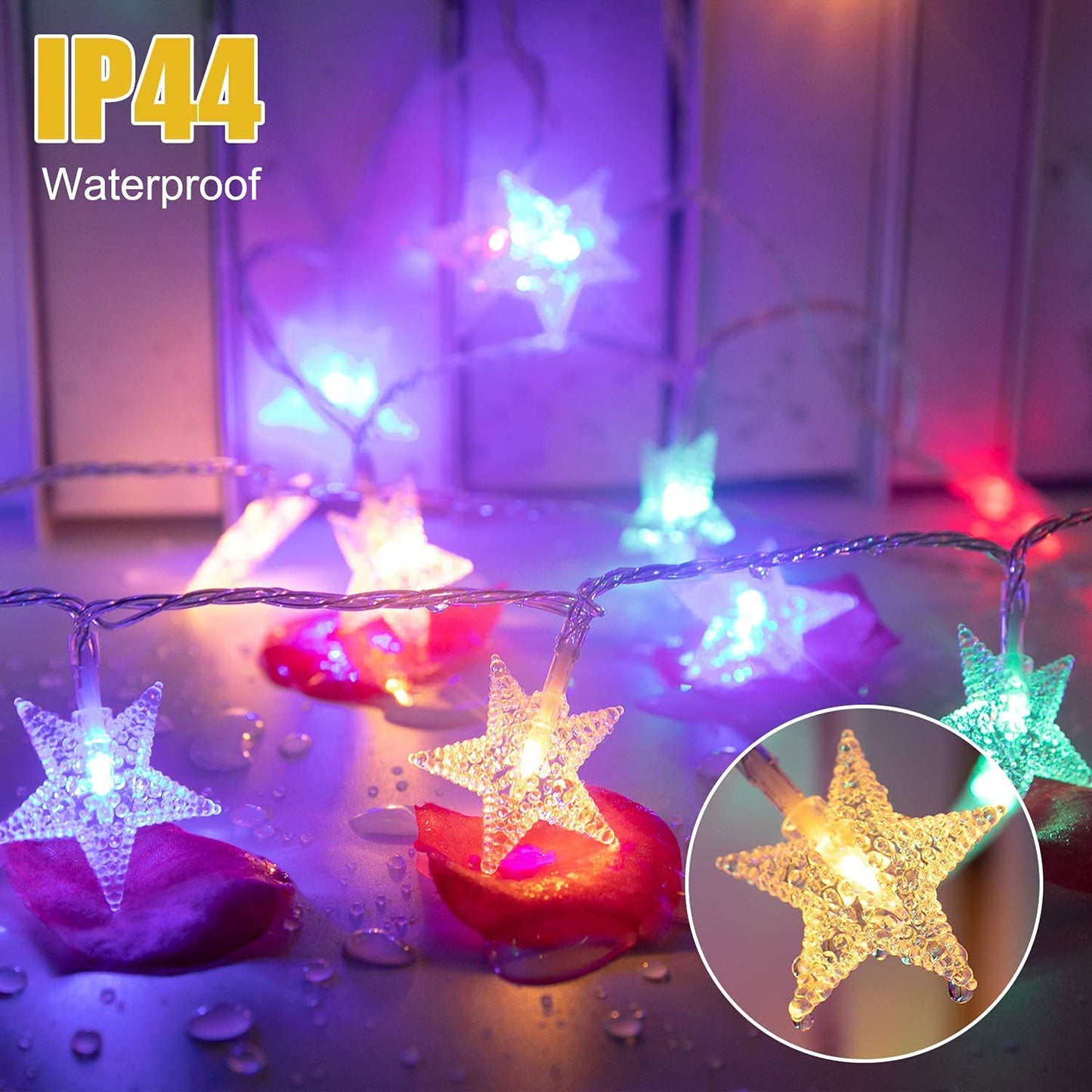 Star String Lights Plug in - 33 ft 100 LED Star Fairy String Lights with Remote and Timer, 8 Modes Waterproof for Bedroom Tent Loft Bed Window Backyard Patio Porch Balcony Staircase Party, White