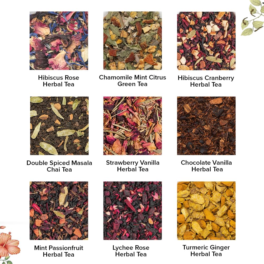 VAHDAM Mother’s Day Gift – Top 9 Exotic Loose Leaf Tea Sampler (18+ Cups) – Floral & Fruity Blends – Hot & Iced Tea Variety Pack | Gift for Mom & Women
