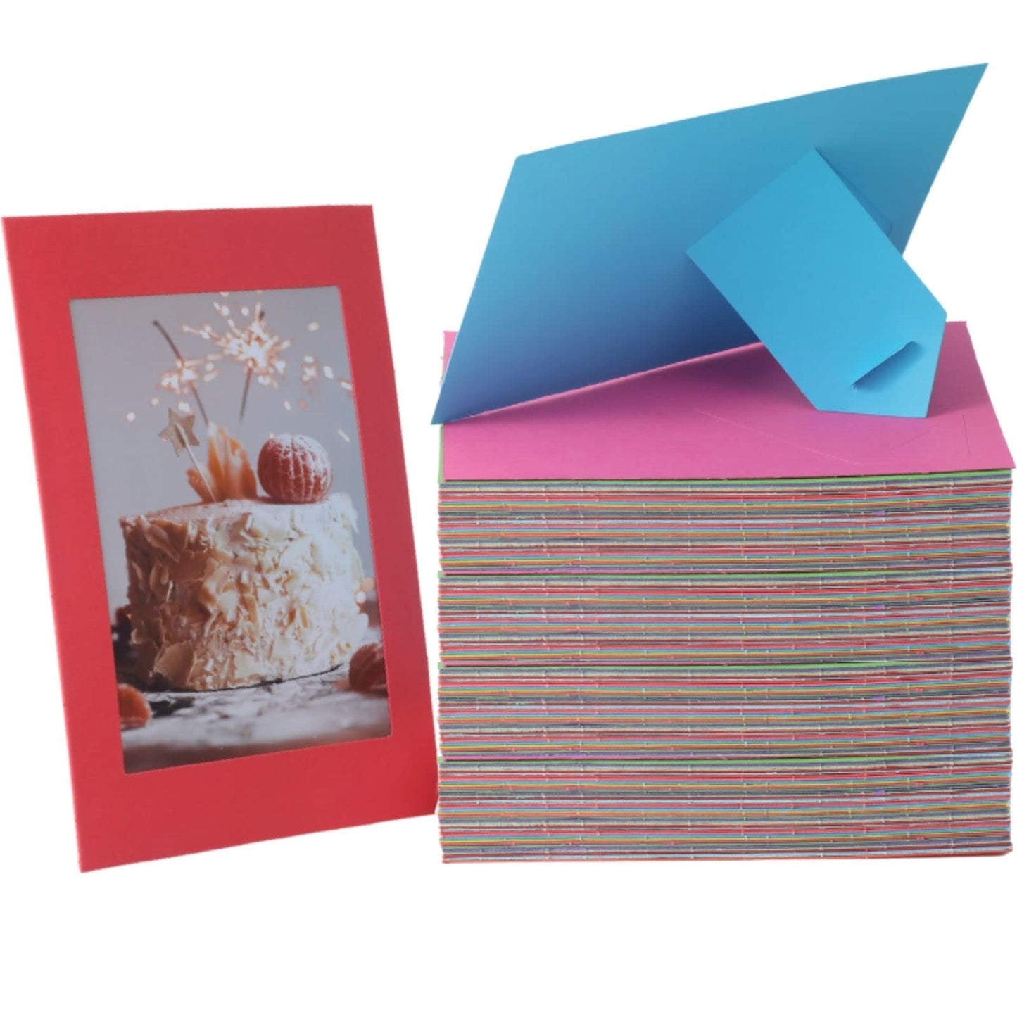 Litpoetic 200 Pack Standing Paper Picture Frames 4x6,Cardboard Photo Frame with Easel,Paper Photo Frame Cards,Gallery Frames Bulk For Mothers Day Gifts, Father's Day,Classroom, Rainbow