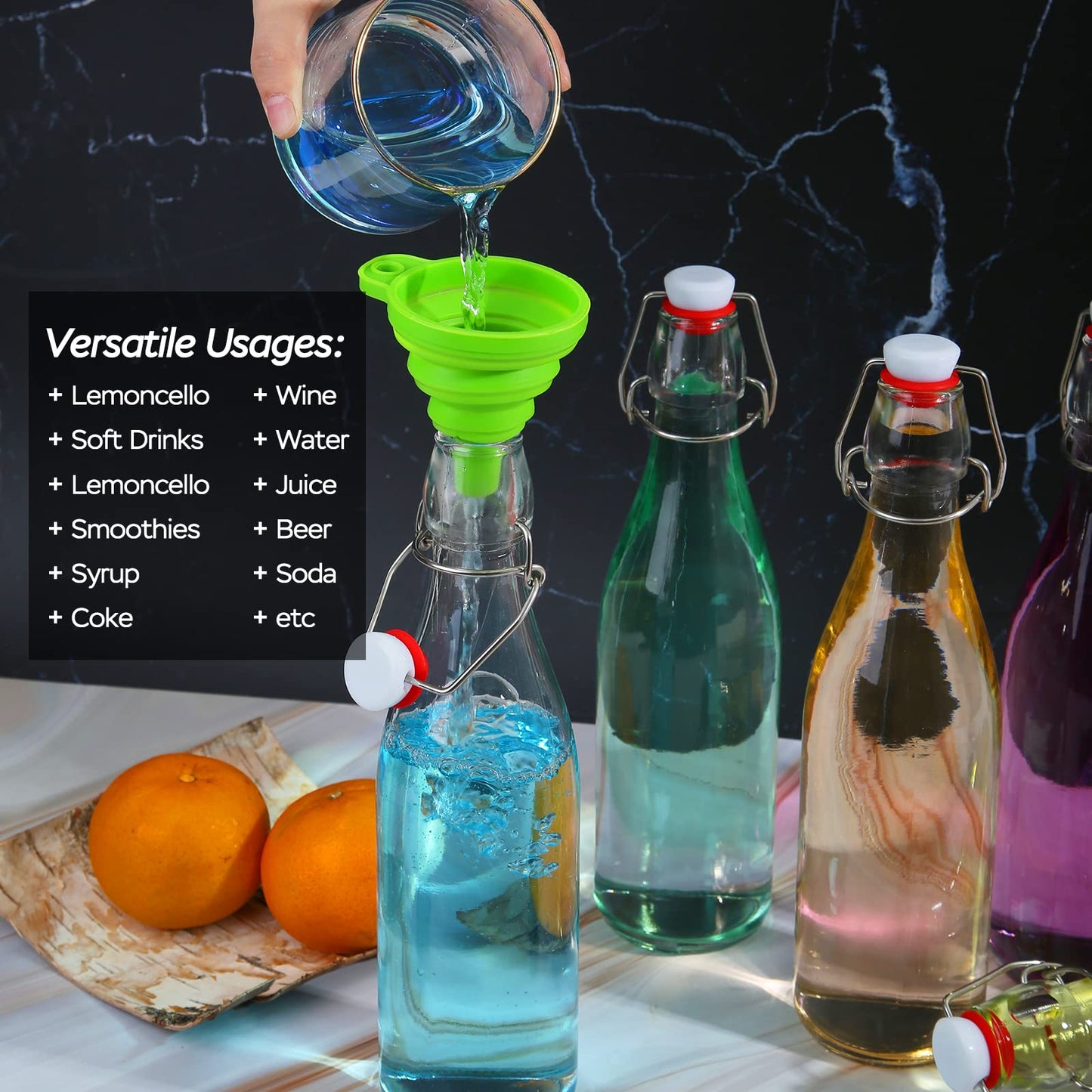 ZEBEIYU Swing Top Glass Bottles 16oz,Glass Beer Bottles With Airtight Caps for Home Brewing,Kombucha, 2nd Fermentation, Water Kefir, Beverages, Soda, Oils, Vinegar, Limoncello（6 Pack