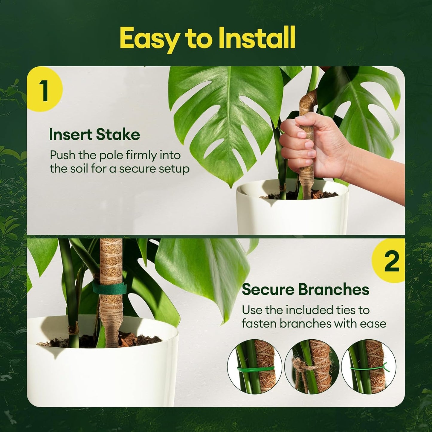 Maygrove 28” Bendable Moss Pole | 3-Pack Plant Support for Monstera & Climbing Indoor Plants
