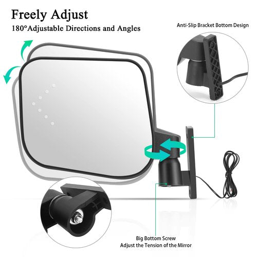 Golf Cart Side Mirrors with Turn Signal Light，Rear View Mirror for Club Car EZGO Yamaha Gas & Electric,Golf cart must be drilled and have turn signal headlights