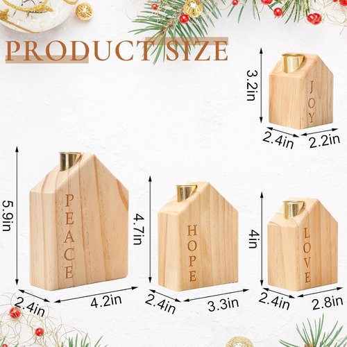 FYSUIMU Wooden Advent Candle Holders - 4Pcs Christmas Nativity Scene Decor for Farmhouse Centerpiece