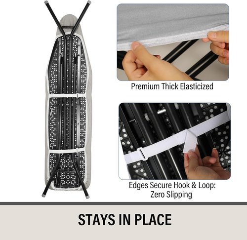Iwtmm Ironing Board Cover - Heavy-Duty Silicone Coating, Scorch-Resistant Padding | Fits 15 x 54 Inches, Silver