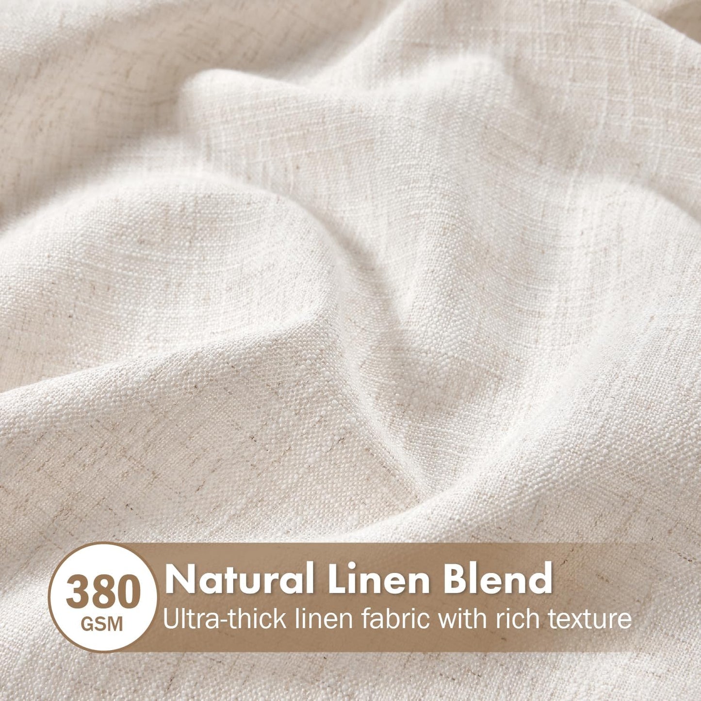 MIULEE Thick Linen Curtains - 96-Inch Semi-Sheer Drapes for Living Room | Ivory, Set of 2 Panels