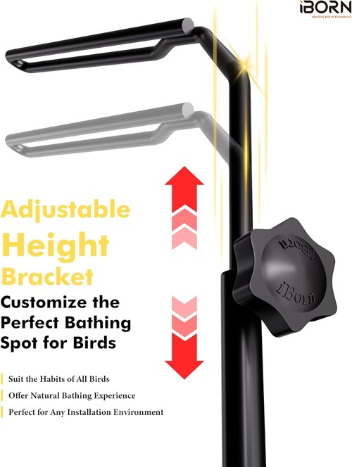 iBorn Bird Bath - Outdoor Deck Mounted 12-Inch BPA-Free Bowl with Adjustable Clamp & 360° Swivel