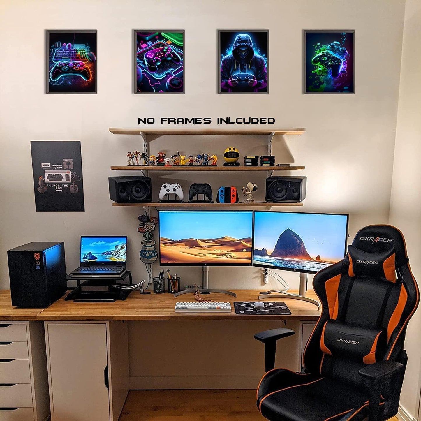 Ucninvd Game Posters - Neon Gaming Wall Art Set of 9 | Unframed 8x10" Canvas Prints for Gamer Room Decor