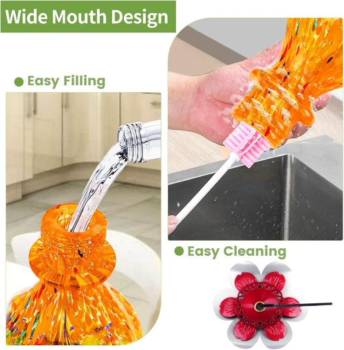 BOLITE Glass Hummingbird Feeder - Hand Blown Twisted Design with Ant Moat & 5 Feeding Ports | 24 Ounces, Orange