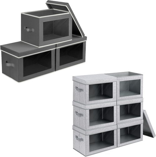 Homsorout Storage Bins with Lids - Collapsible Fabric Organizers for Clothes & Towels | 3-Pack & 6-Pack Options