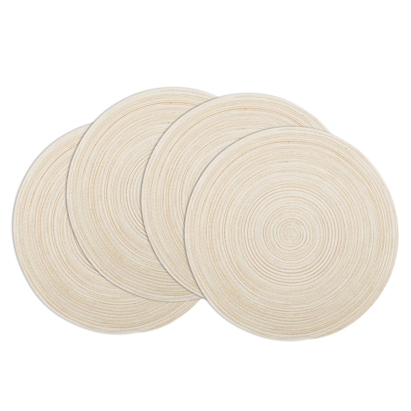 Winknowl Round Braided Placemats Set of 4 Washable Woven Heat Resistant Table Mats for Kitchen Dining Tables 15 inch Round Place Mats (Ivory,4)