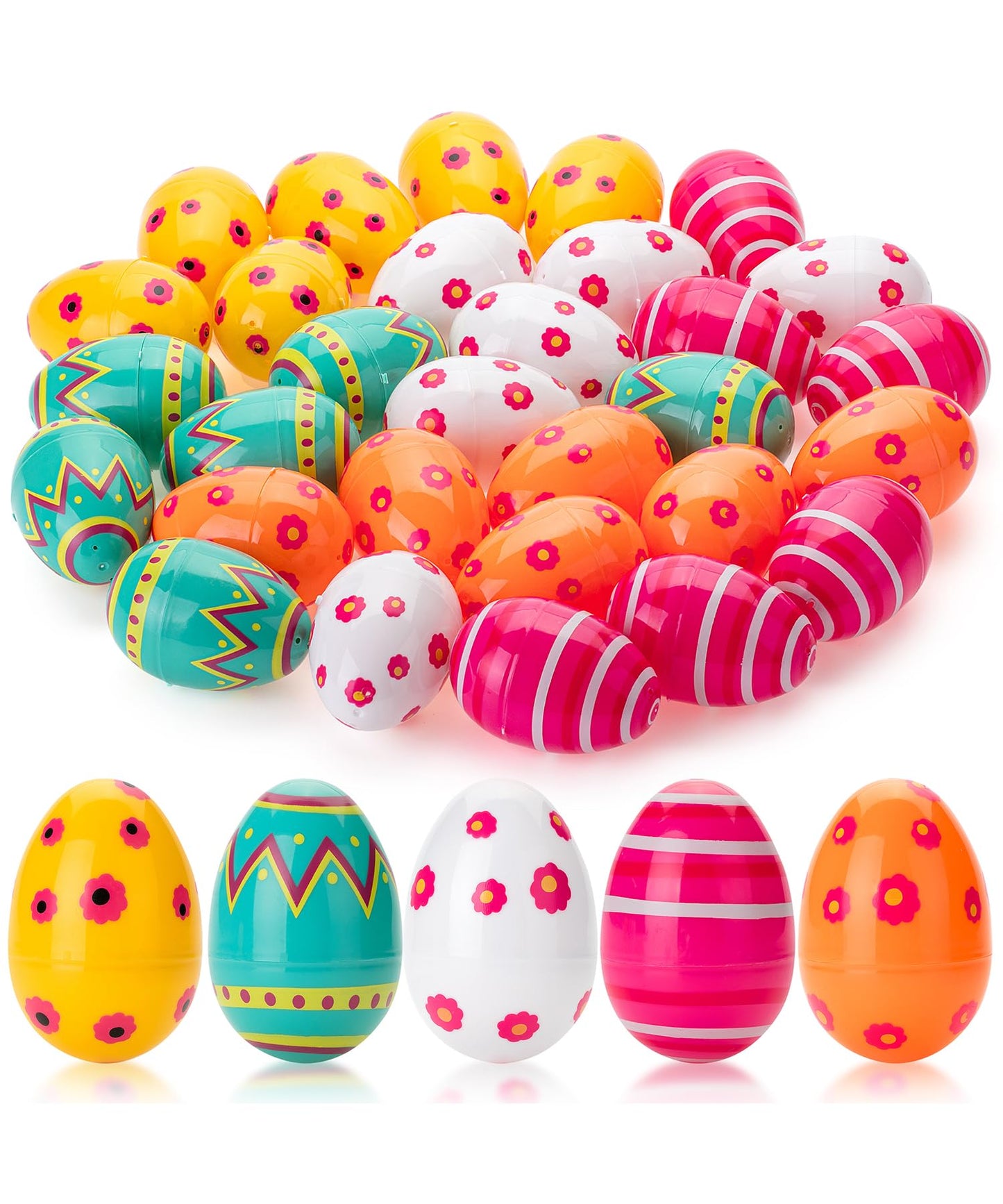 Mr. Pen- Printed Plastic Easter Eggs, 3 Inch, 30 Pack, Bulk Fillable Eggs for Easter Hunt Decor, Party Favor, Basket Stuffers, Classroom Prize, Supplies, Adult & Kid Party Toys for Gift