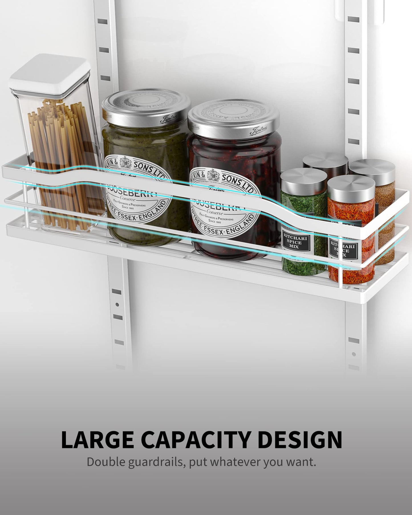 Moforoco White Narrow 9-Tier Over The Door Pantry Organizer, Pantry Organization and Storage, Metal Hanging Basket Wall Spice Rack Seasoning Shelves, 12.2"
