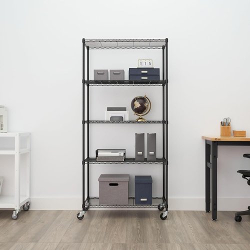 5-Tier Adjustable Wire Shelving - NSF Certified Kitchen & Garage Storage Rack | 400-2000 lb Capacity, 36” x 18” x 72”, Black