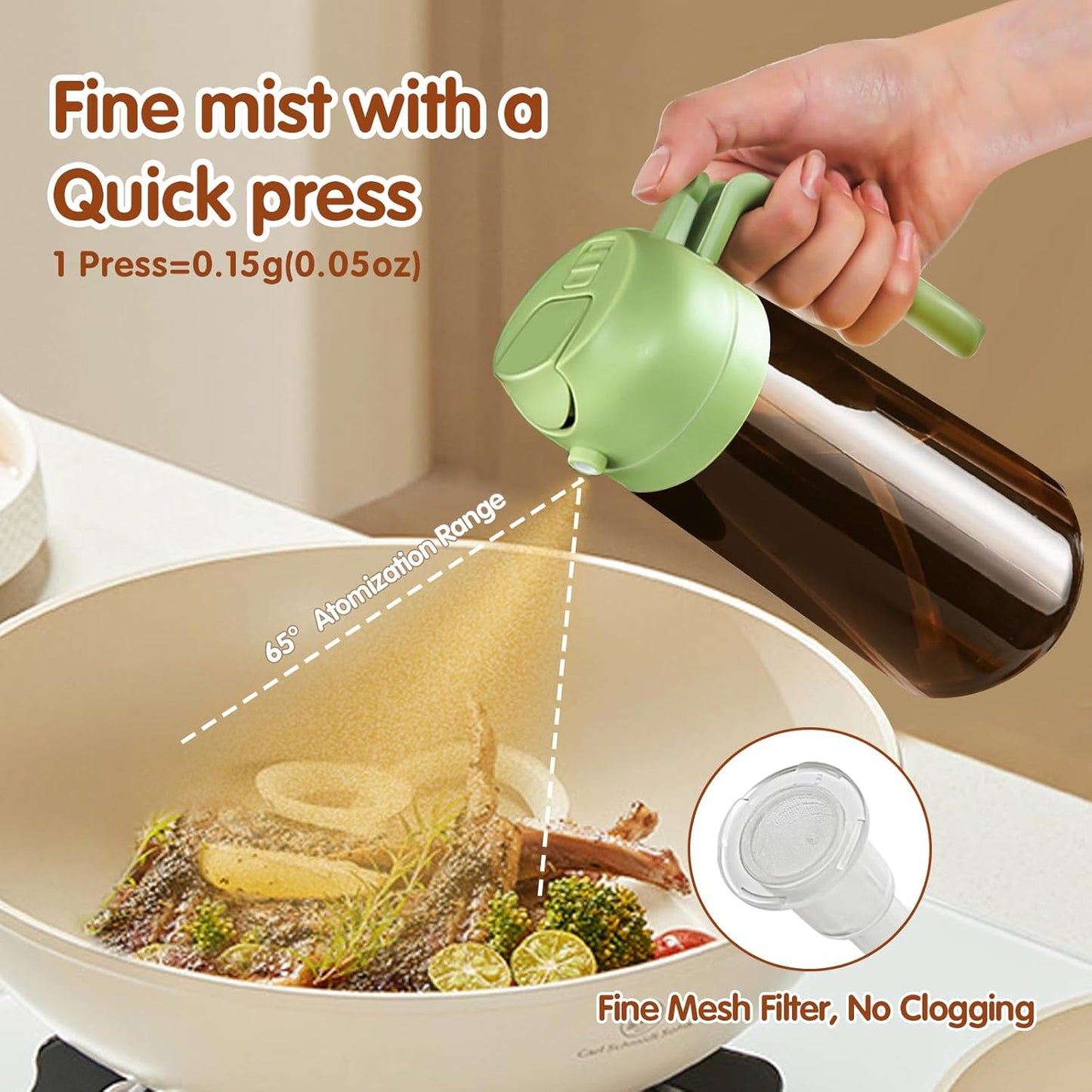 YARRAMATE Light Blocking Oil Sprayer - 16oz Food-Grade Olive Oil Dispenser Bottle | Premium Dark Amber Glass for Cooking & BBQ