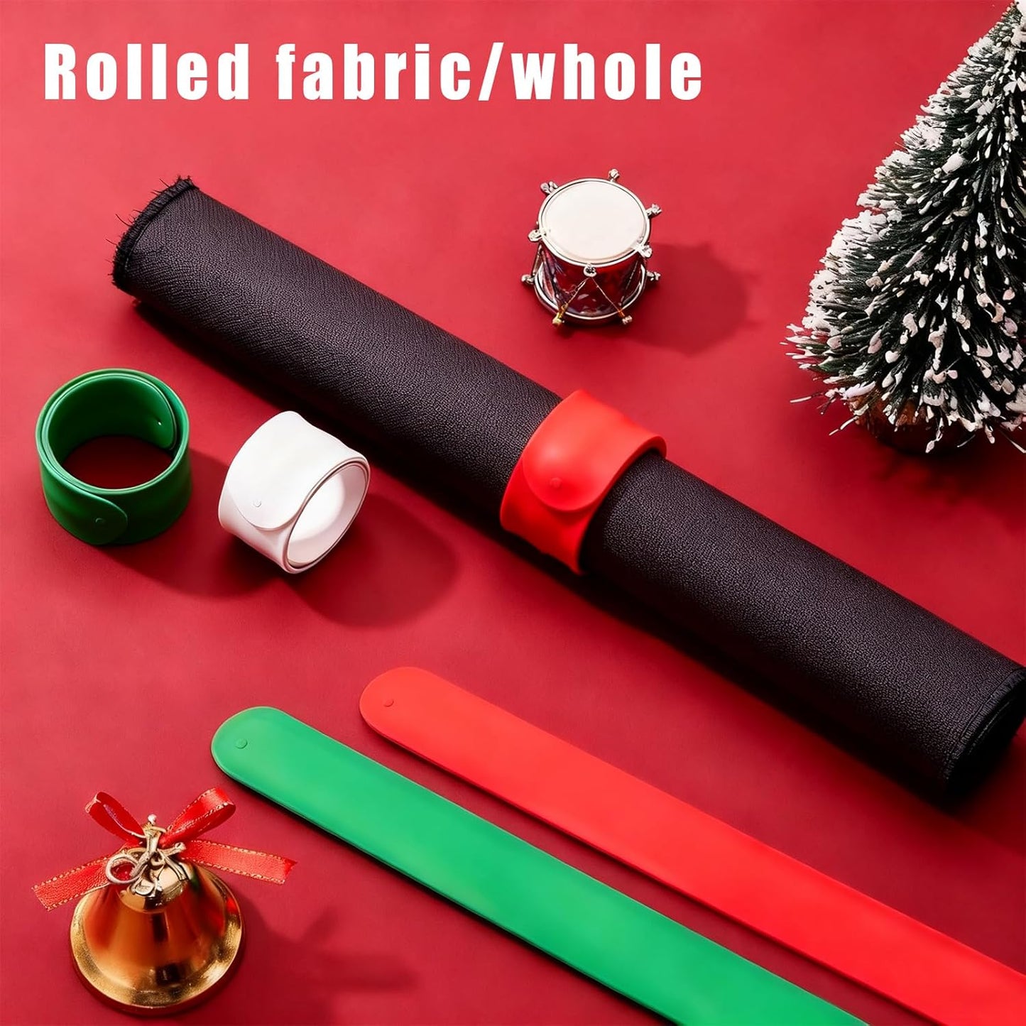 Skiennix Wrapping Paper Roll Holder - 12 Silicone-Covered Metal Strips for Easy Storage | 1'' X 9'' Clamps in White, Red, Green