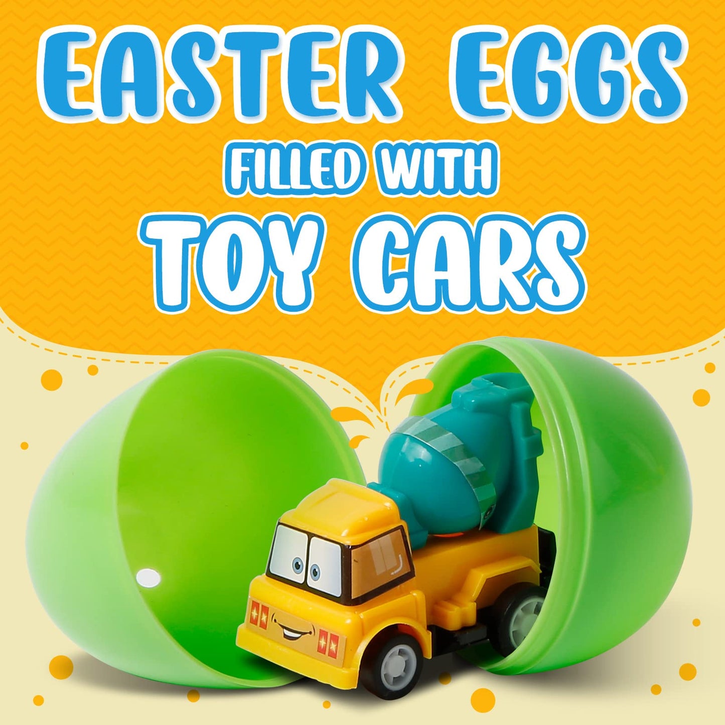ZenBombs Easter Eggs with Cars Inside - 12 PCS Prefilled Easter Eggs with Pull-Back Toy Cars - Kids Easter Basket Stuffers & Party Favor Toys for Boys and Girls Over Age 3 Years Old