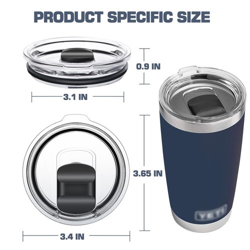 20 oz Tumbler Lid Replacement for Yeti 20 oz Tumbler, 10/24 oz Mug and 25 oz Straw Mug, Travel Spill Proof Cup Lids with Magnetic Slider, BPA Free (2 Pack)