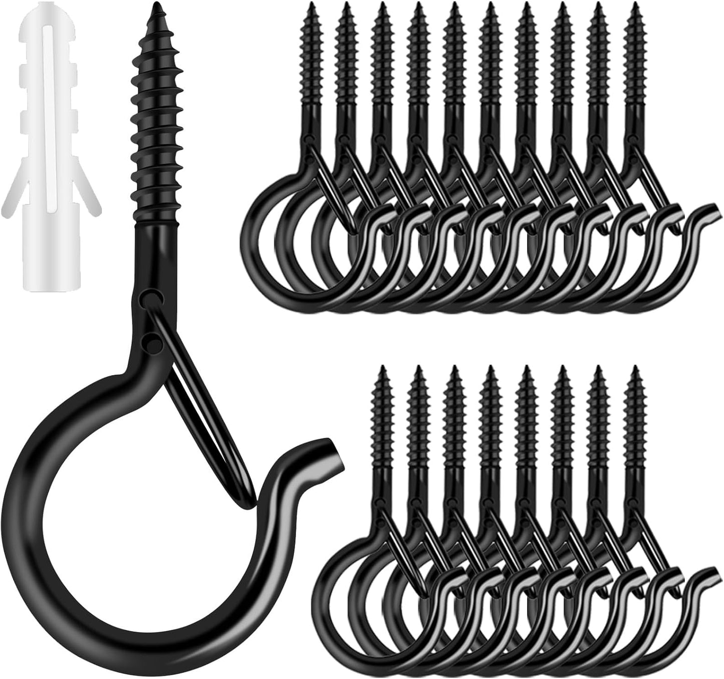Q Hangers 25 PCS Screw-In Hooks - Durable Outdoor String Light & Hanging Basket Hooks | Safe Buckle Design