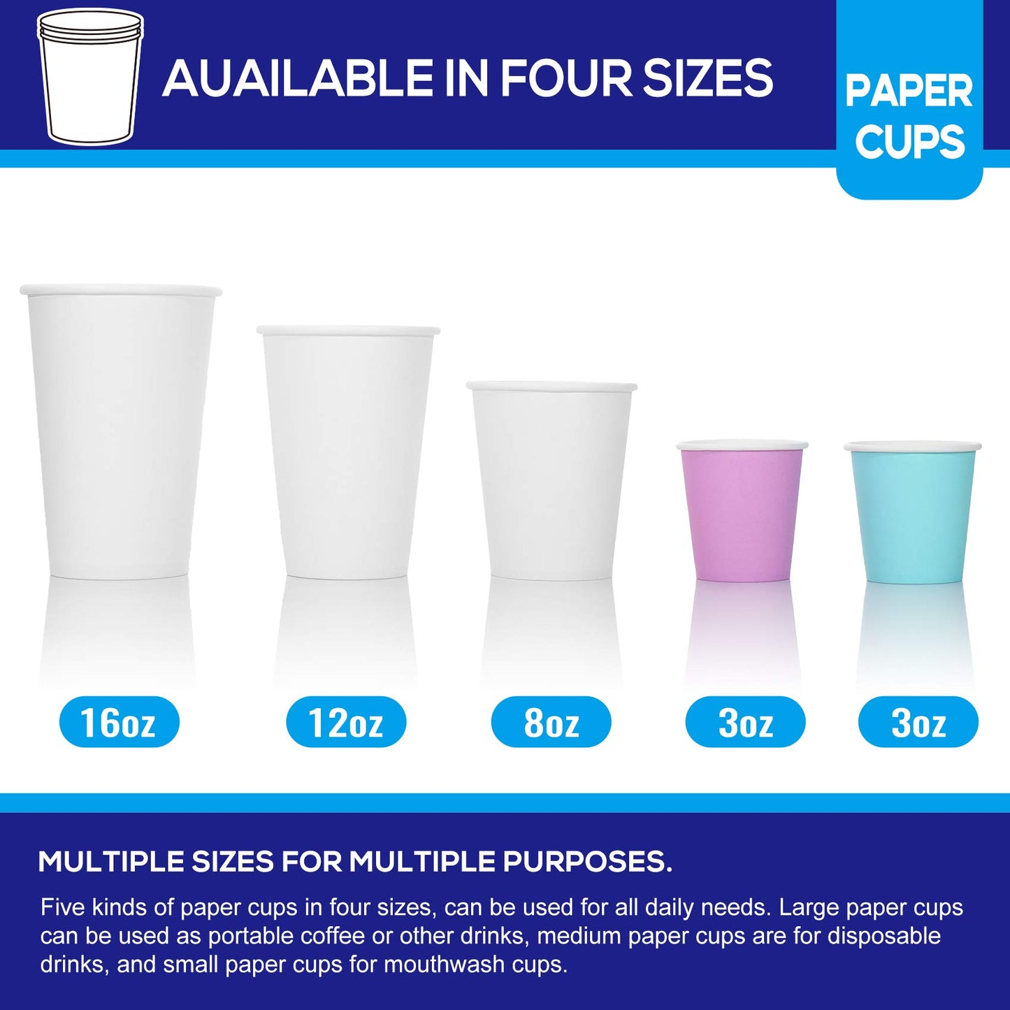 AOZITA [460 Pack] 12 oz White Paper Cups, Disposable Paper Coffee Cups, Heavyduty Drinking Cups for Hot and Cold Beverage.