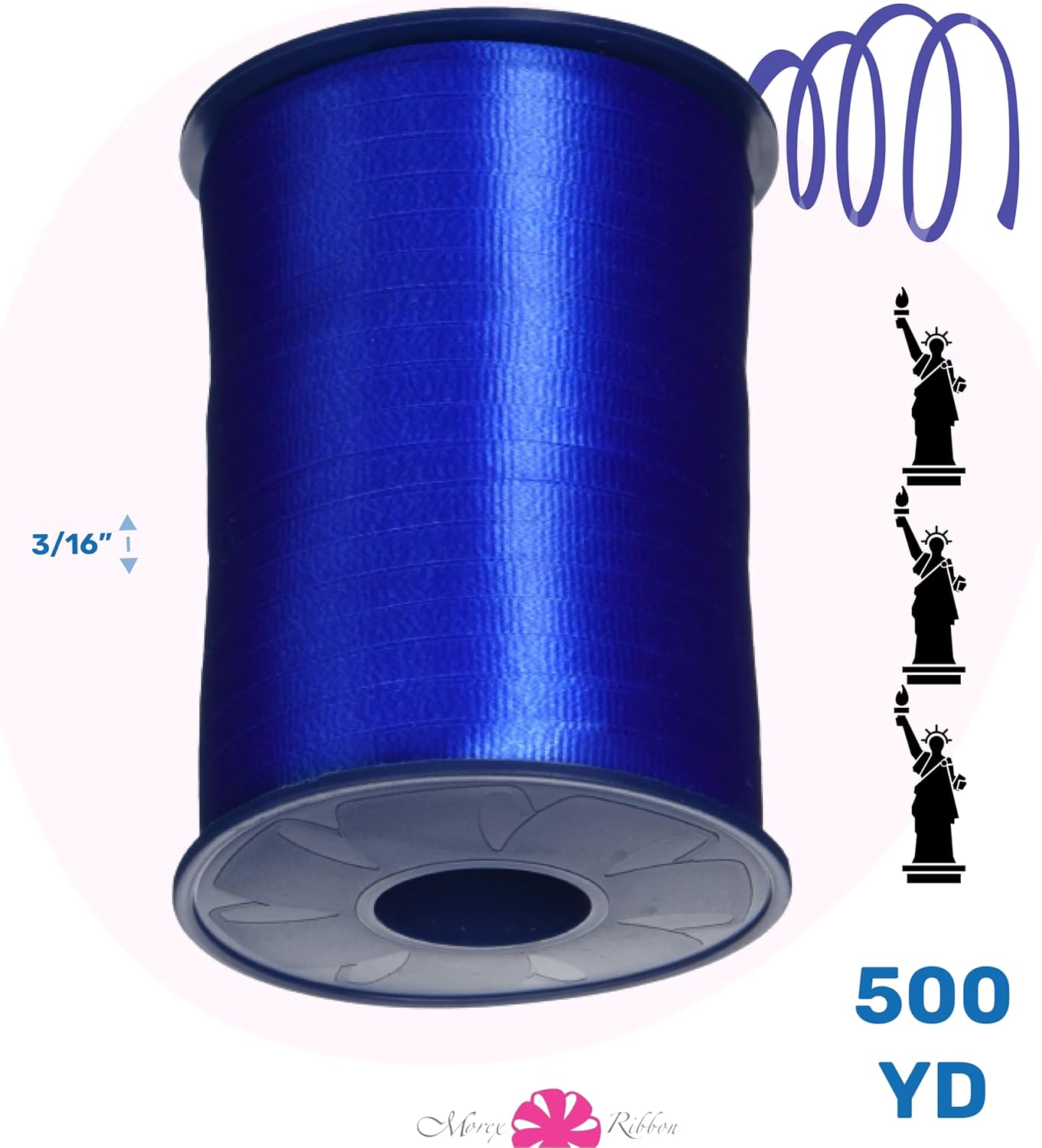 Crimped Curling Ribbon 3-Pack - Light Blue, Light Pink & Yellow - 3/16" x 500 YD for Gift Wrapping & Crafts