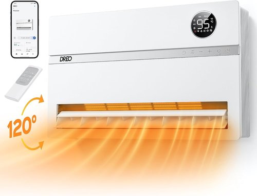 Dreo Smart Wall Heater - 1500W Electric Space Heater with 120° Oscillation & Remote Control | Indoor Use, Works with Alexa