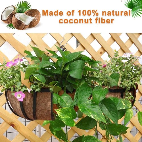 EROCK Coco Liner Replacement - 2 Pack Half Moon Planter Liners for 24/30/36/48 Inch Window Boxes | Ideal for Hanging Gardens and Flower Baskets