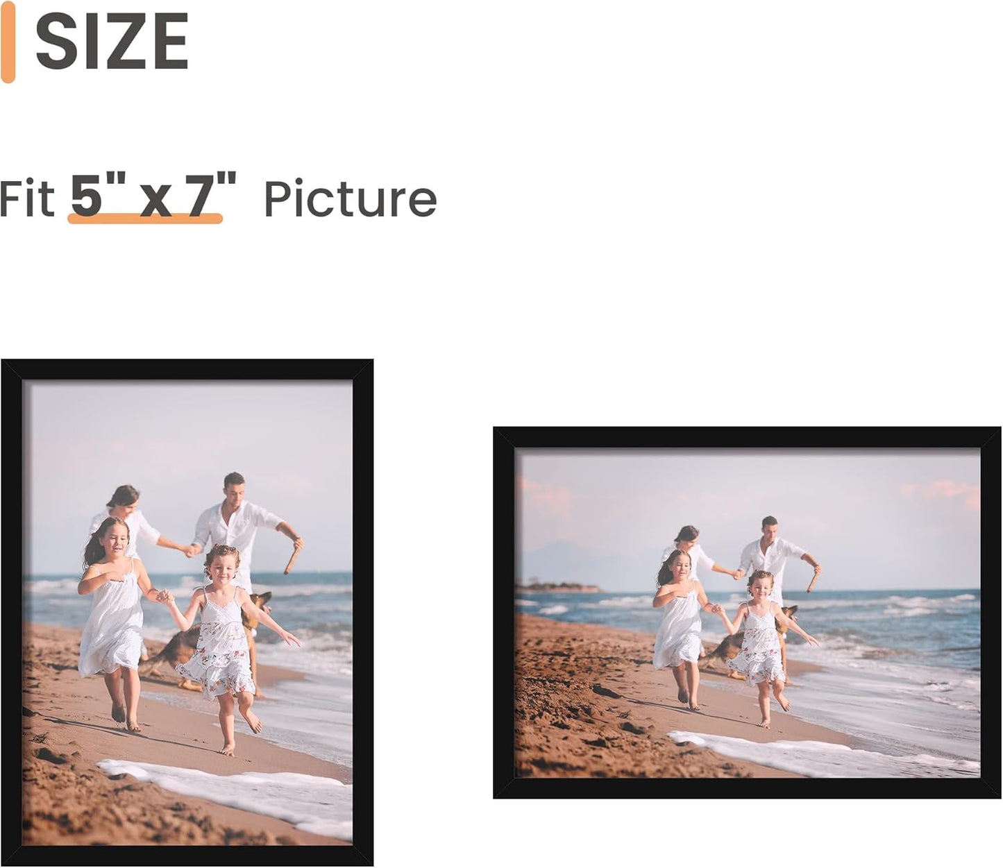 Upsimples 5x7 Picture Frame Set of 3 - High Definition Glass | Thin Border for Wall & Tabletop Display