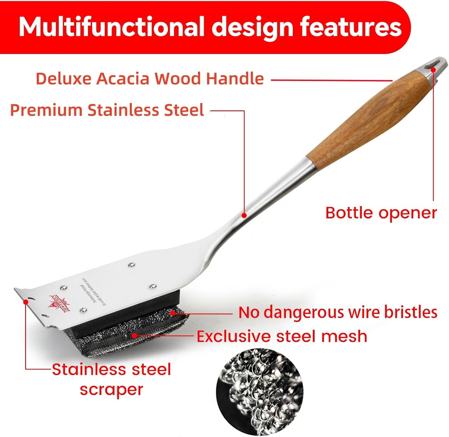 XUDAKAIXIN Bristle-Free Grill Brush - Ultra Safe & Efficient Cleaner for Cast Iron & Stainless Steel Grills | Perfect Gift for Men & Dads