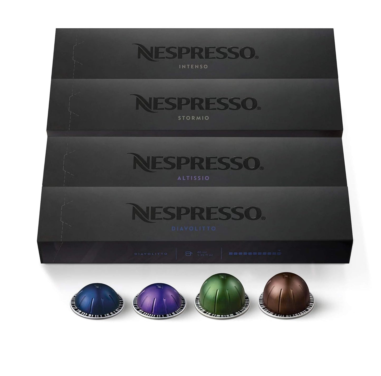 Nespresso Capsules Vertuo - Dark Roast Coffee & Espresso Variety Pack | 40-Count Pods for 7.8 oz & 1.35 oz Brews