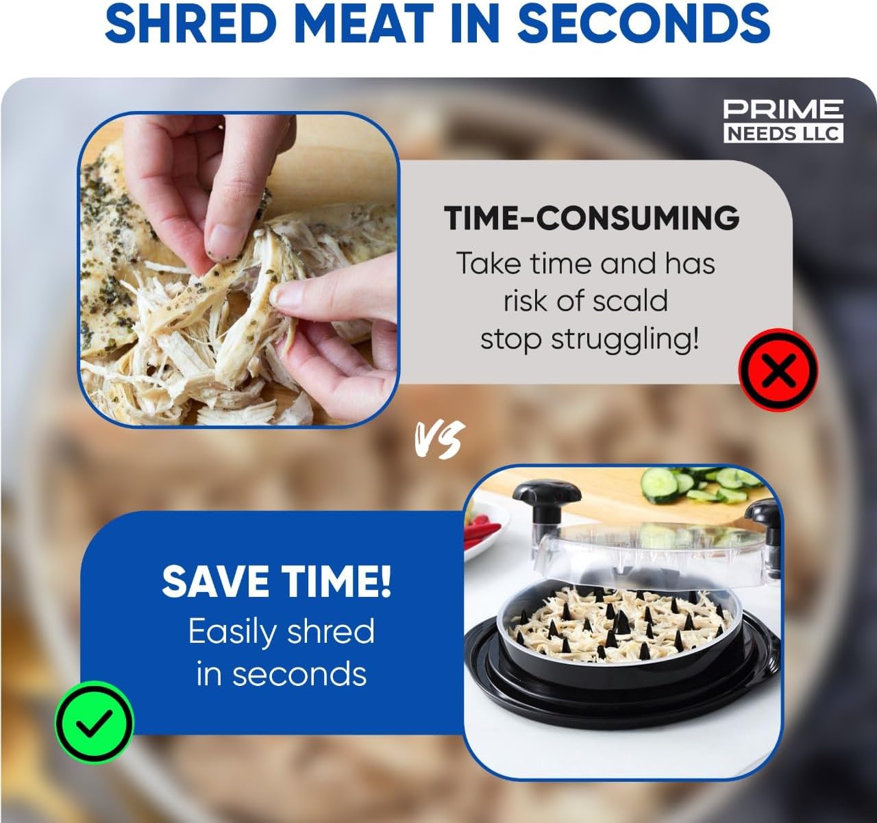 Skiennix Chicken Shredder - Heavy Duty Meat Grinder Tool with Tray & Brush | BPA-Free, Dishwasher Safe