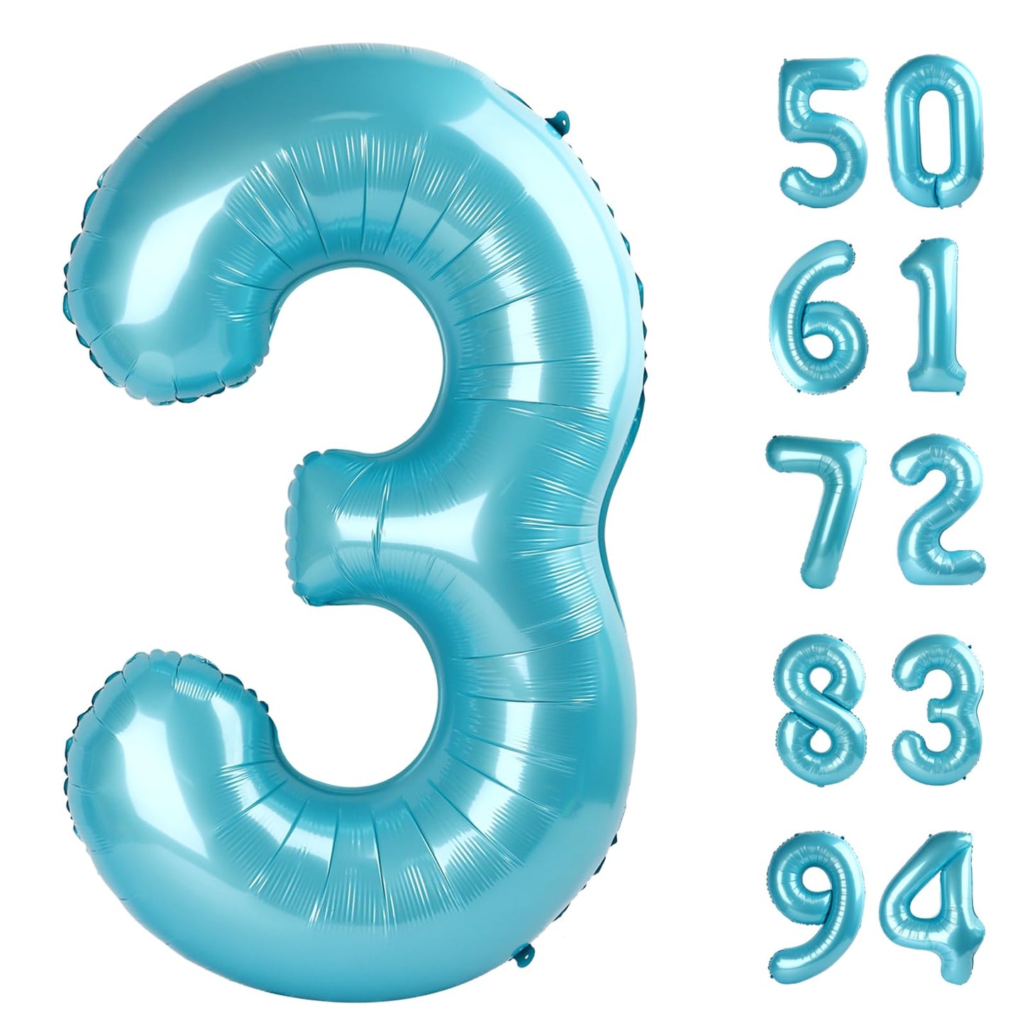 Pearlescent Blue 3 Balloon, Number Balloons 40 Inch, 3rd Birthday Decorations for Kids Girls Boys, Men Women Party Supplies for Party Decorations, Number 3 Balloon