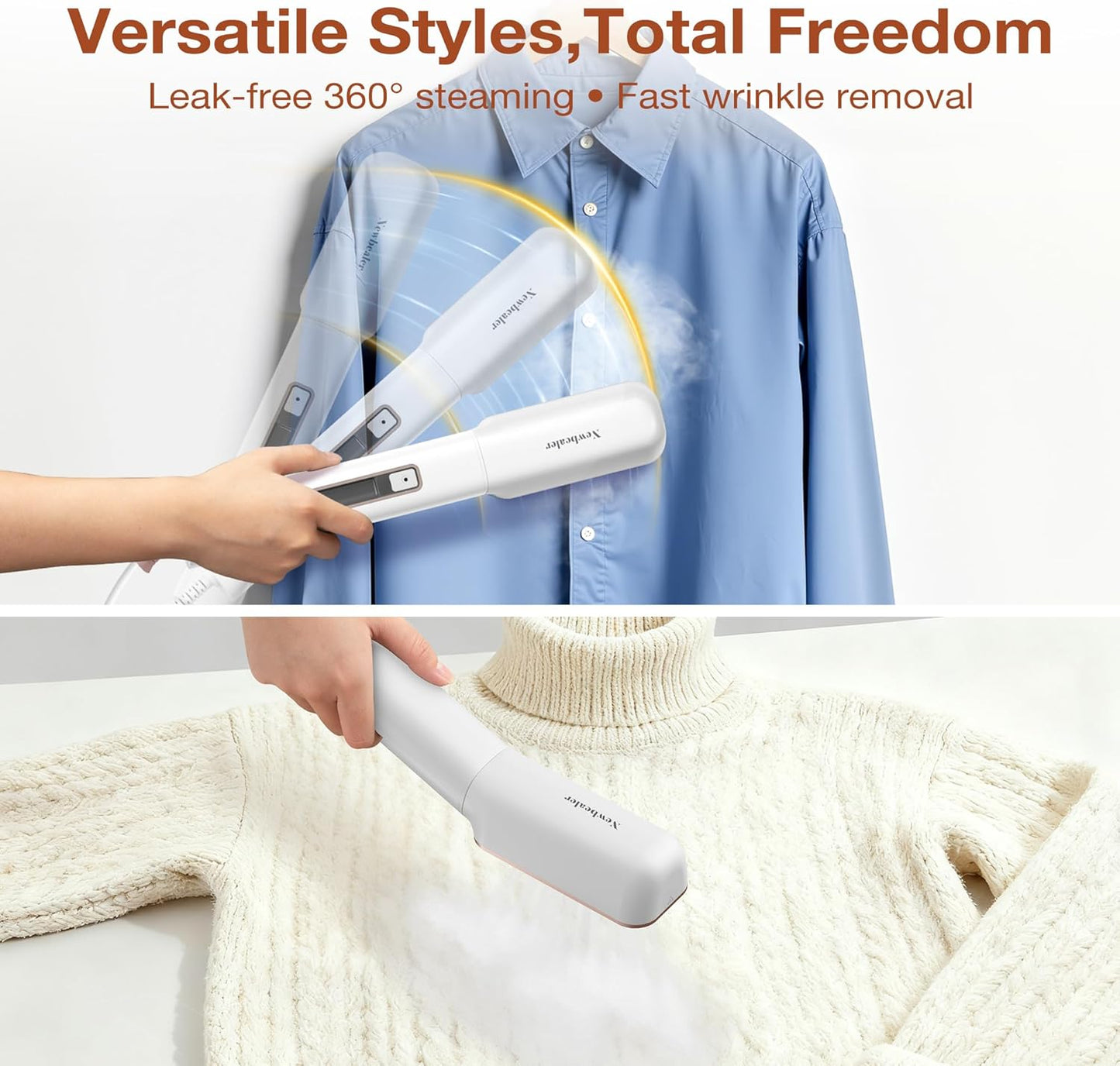 Newbealer Travel Iron - 2-in-1 Clothes Steamer & Dry Iron with Non-Stick Ceramic Soleplate | Gold, 100-240V